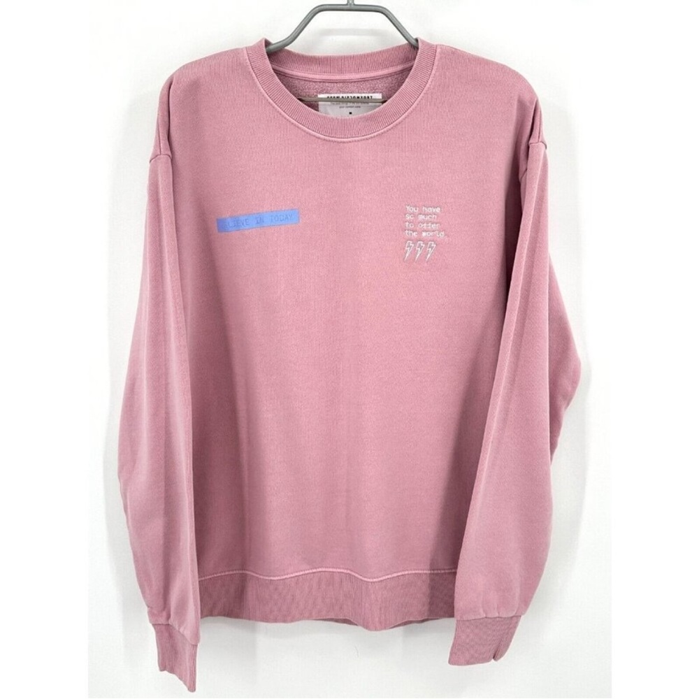 Seek Discomfort Women's Pink Believe In Today Sweatshirt sz M + Necklace